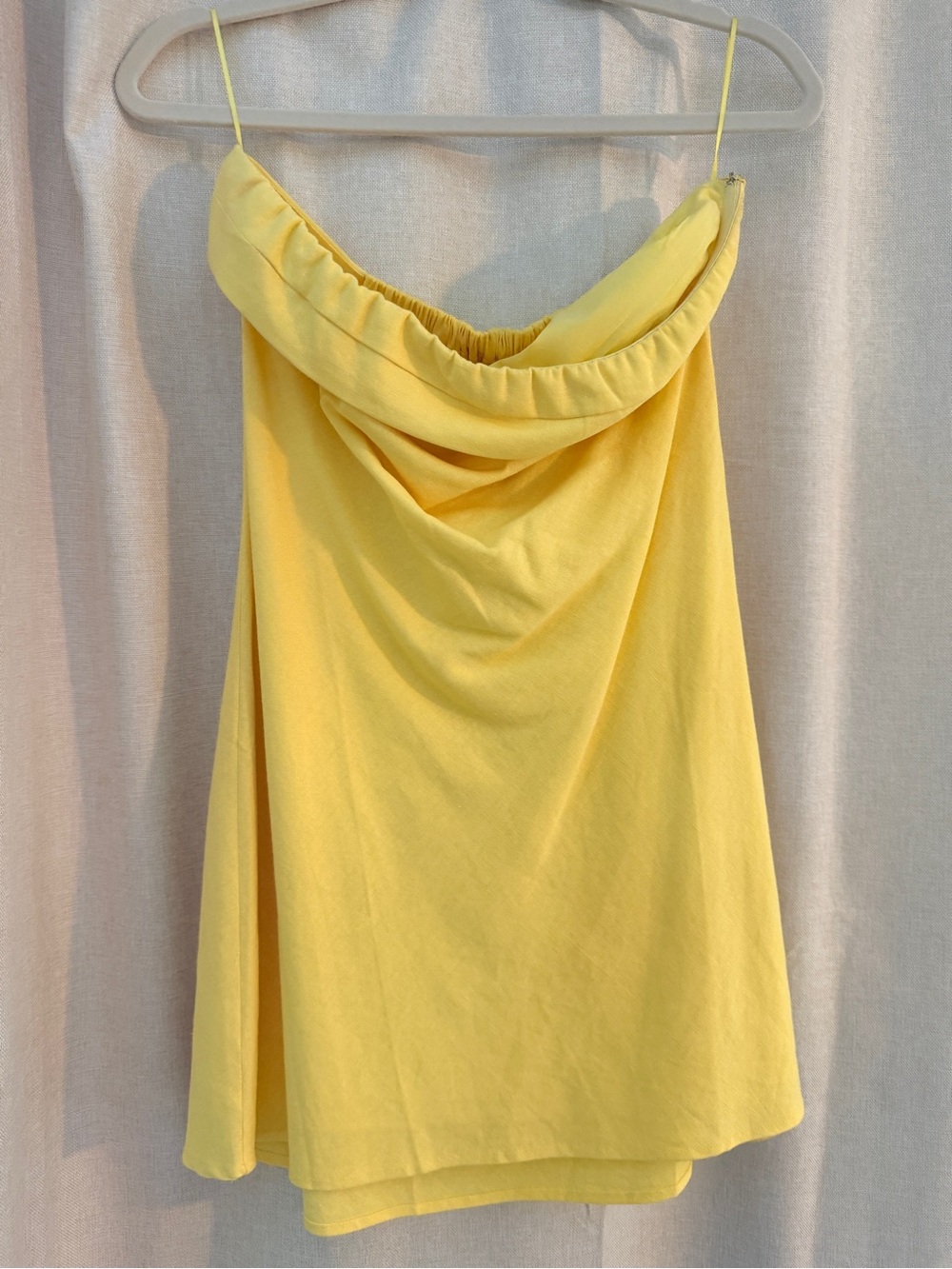 Cotton Candy Yellow Strapless Draped Mini Dress